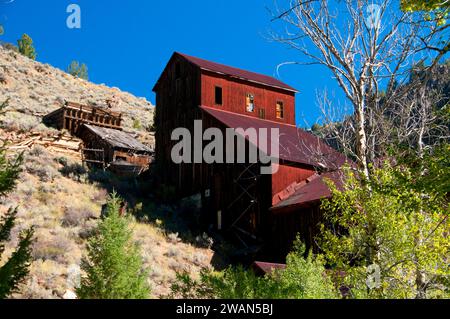 Bayhorse Mühle, Bayhorse Stadt Website, Land der Yankee Gabel State Park, Idaho Stockfoto