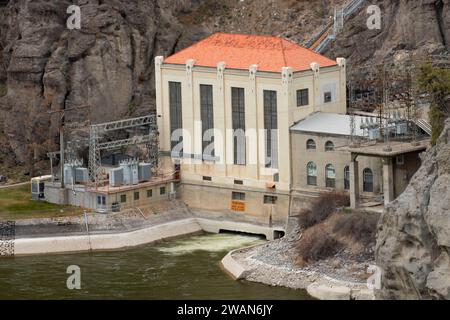 Powerhouse bei Shoshone Falls, Shoshone Falls/Dierkes Lake Complex, Twin Falls, Idaho Stockfoto