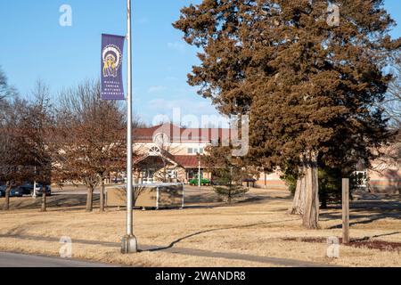 Lawerence, Kansas. Haskell Indian Nations University. Haskell bedient weiterhin die Bildungsbedürfnisse der Indianer und der Ureinwohner Alaskas Stockfoto