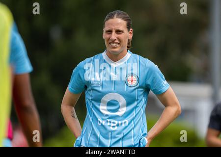 Adelaide, Australien. Januar 2024. Adelaide, Australien, 6. Januar 2024: Porträt von Rebekah Stott (13 Melbourne City) während des Liberty A-League-Spiels zwischen Adelaide United und Melbourne City im Marden Sports Complex in Adelaide, Australien (Noe Llamas/SPP) Credit: SPP Sport Press Photo. /Alamy Live News Stockfoto