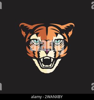 Cougar Kopf Maskottchen Vektor Illustration. Berglöwentier niedliches Gesicht Stock Vektor