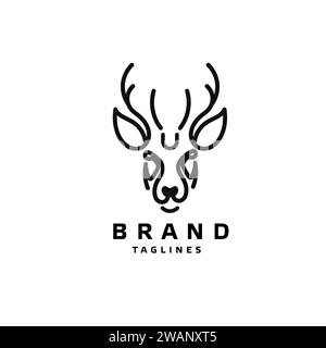 Kunstlinien Moderne Tierhirsch Kopf Logo Design Vektor Symbol Illustration Stock Vektor