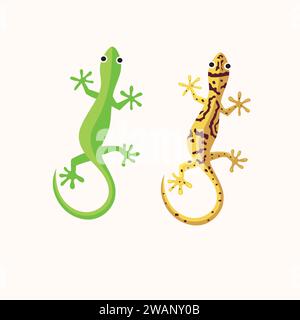 Gecko oder Eidechse Vektor-Illustration, Eidechse isolierte Tier-Illustration auf weißem Hintergrund. Illustration der Eidechse. Stock Vektor