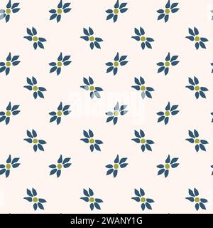 Minimalistische, einfache Blumen mit Blättern und Muster Stock Vektor