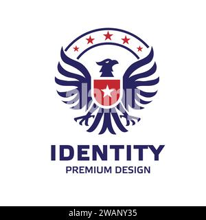 Illustration des Eagle Star-Logos. Stern- und Adler-Vektor-Logo. Abstraktes Stern- und Adler-Logo Stock Vektor
