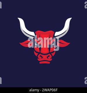 Bull Head Vector Template, Bull Red Head Maskottchen Stock Vektor