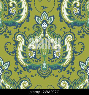 Paisley-Blütenmotiv mit Blättern und Zweigen Stock Vektor