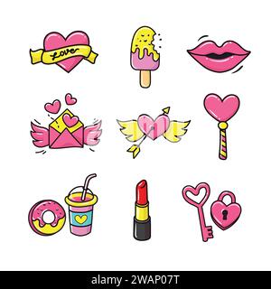 Kritzeleien niedliche Valentinselemente Vektor-Illustration Stock Vektor