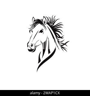 Einfaches Zeichen Pferd Kopf Sport Logo Vektor, Reitsport Vektor Illustration Stock Vektor