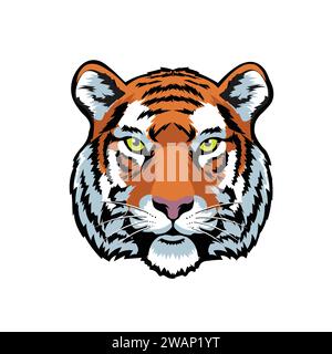 Bunte Tiger Kopf Maskottchen Vektor Illustration auf weißem Hintergrund Stock Vektor