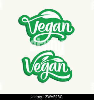 Vegan Handwritten lettering vector illustration, Organic food labels. Fresh eco vegetarian products Stock Vektor
