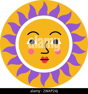 Cartoon Sonnenfigur, Emoticon für Kommunikation Stock Vektor