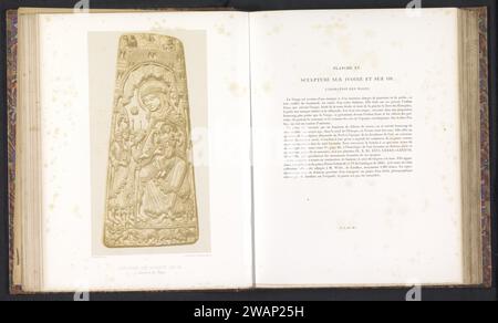 Relief auf Elfenbein, repräsentiert die Anbetung der Könige, Berthier, um 1859 - in oder vor 1864 photomechanischer Druck Paris Papierskulptur (+ Relief  Skulptur). Anbetung der Könige: Die Weisen überreichen dem Christuskind ihre Geschenke (Gold, Weihrauch und Myrrhe) Stockfoto