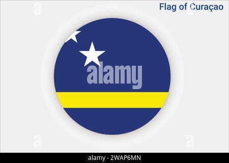Hohe detaillierte Flagge von Curacao. Nationale Flagge von Curacao. Südamerika. 3D-Abbildung. Stock Vektor