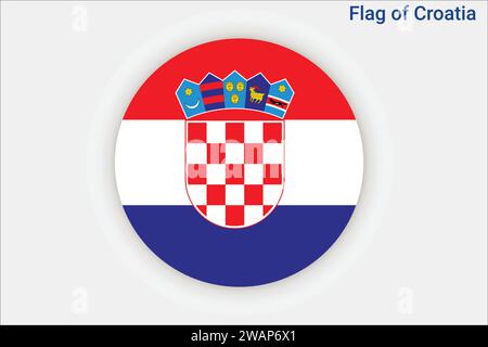 Hohe detaillierte Flagge Kroatiens. Kroatische Nationalflagge. Europa. 3D-Abbildung. Stock Vektor