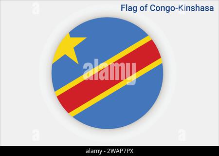 Hohe detaillierte Flagge von Kongo-Kinshasa. Nationalflagge Kongo-Kinshasa. Afrika. 3D-Abbildung. Stock Vektor