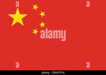 Hochdetaillierte Flagge von China. Nationale chinesische Flagge. Asien. 3D-Abbildung. Stock Vektor
