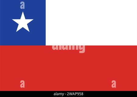 Hohe detaillierte Flagge von Chile. Chilenische Nationalflagge. Südamerika. 3D-Abbildung. Stock Vektor