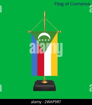 Detaillierte Flagge der Komoren. Nationale Flagge der Komoren. Afrika. 3D-Abbildung. Stockfoto