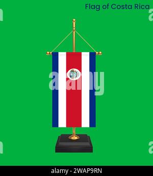 Hochdetaillierte Flagge von Costa Rica. Nationalflagge Costa Ricas. Nordamerika. 3D-Abbildung. Stockfoto