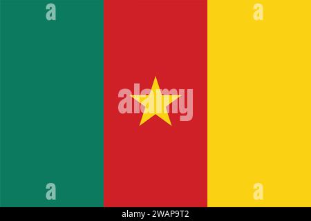 Detaillierte Flagge von Kamerun. Nationale Flagge Kameruns. Afrika. 3D-Abbildung. Stock Vektor