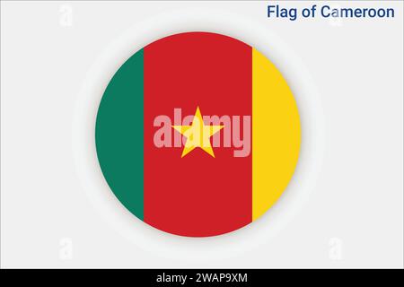 Detaillierte Flagge von Kamerun. Nationale Flagge Kameruns. Afrika. 3D-Abbildung. Stock Vektor
