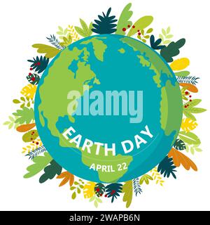 Illustration Zum 22. April Earth Day Flat Stockfoto