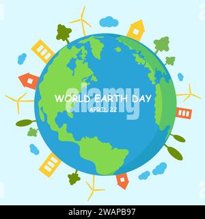 Illustration Des World Earth Day Flat Stockfoto