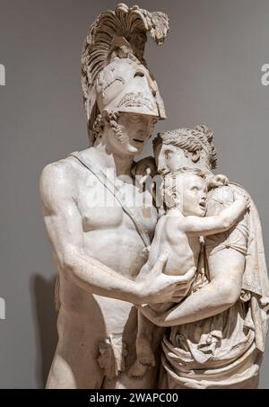 Gipsstatue: Hector und Andromache des Künstlers Giuseppe de Fabris - Stadtmuseum von Bassano del Grappa, Veneto, Italien, 16. Dezember 2023 Stockfoto