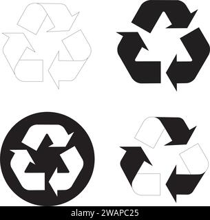 Recycling-Symbole für Kunststoffprodukte | Papierkorb-Schild | Recycling-Symbol Stock Vektor