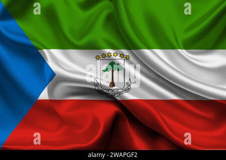 Hochdetaillierte Flagge von Äquatorialguinea. Nationale Flagge Äquatorialguineas. Afrika. Stockfoto