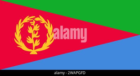 Detaillierte Flagge von Eritrea. Nationale Flagge Eritrea. Afrika. 3D-Abbildung. Stockfoto