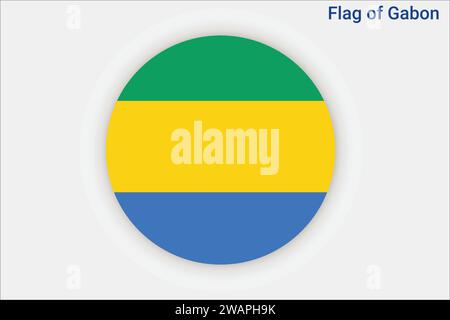 Hohe detaillierte Flagge von Gabun. Nationale gabunische Flagge. Afrika. 3D-Abbildung. Stock Vektor