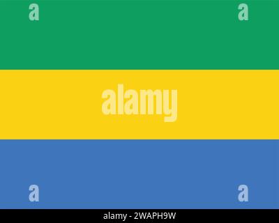 Hohe detaillierte Flagge von Gabun. Nationale gabunische Flagge. Afrika. 3D-Abbildung. Stock Vektor