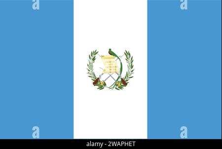 Hohe detaillierte Flagge von Guatemala. Nationalflagge Guatemalas. Nordamerika. 3D-Abbildung. Stock Vektor