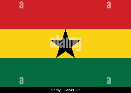 Hochdetaillierte Flagge Ghanas. Nationalflagge Ghanas. Afrika. 3D-Abbildung. Stock Vektor