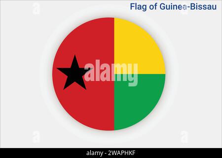 Hochdetaillierte Flagge von Guinea-Bissau. Nationale Flagge Guinea-Bissaus. Afrika. 3D-Abbildung. Stock Vektor