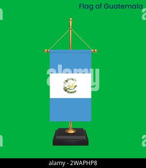 Hohe detaillierte Flagge von Guatemala. Nationalflagge Guatemalas. Nordamerika. 3D-Abbildung. Stockfoto