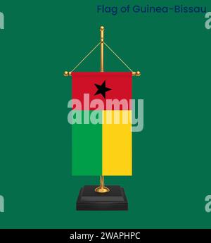 Hochdetaillierte Flagge von Guinea-Bissau. Nationale Flagge Guinea-Bissaus. Afrika. 3D-Abbildung. Stockfoto