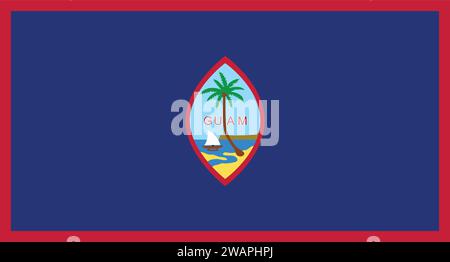 Detaillierte Flagge von Guam. Nationalflagge Guam. Ozeanien. 3D-Abbildung. Stock Vektor