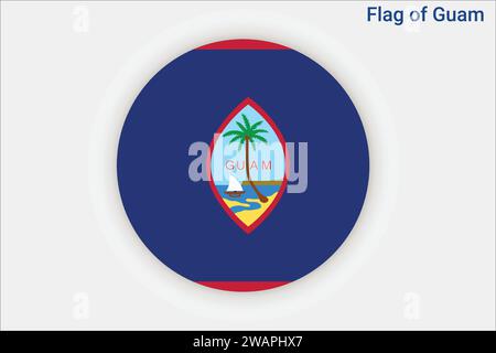 Detaillierte Flagge von Guam. Nationalflagge Guam. Ozeanien. 3D-Abbildung. Stock Vektor