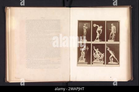 Sechs Abgüsse antiker Skulpturen, darunter der Laocoöngroep, die Discus Width und Niobe mit ihrem Kind, H. G. Smith, um 1864 - in oder vor 1874 fotografische Unterstützung Albumenabdruck Skulptur, Reproduktion eines Skulpturenstücks. Laocoon und seine Zwillingssöhne werden während der Vorbereitung auf ein Opfer von zwei Schlangen erwürgt Stockfoto