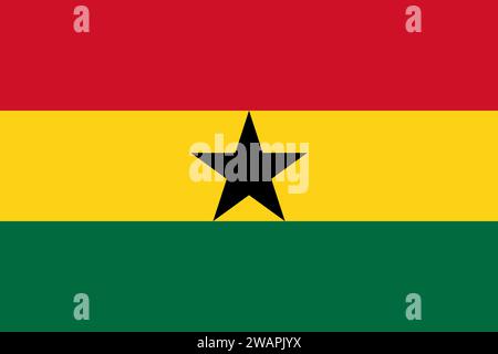 Hochdetaillierte Flagge Ghanas. Nationalflagge Ghanas. Afrika. 3D-Abbildung. Stockfoto