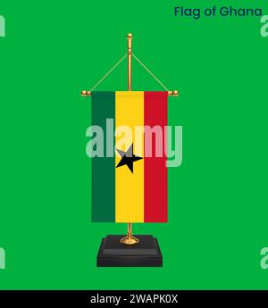 Hochdetaillierte Flagge Ghanas. Nationalflagge Ghanas. Afrika. 3D-Abbildung. Stockfoto