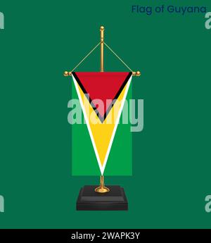 Hohe detaillierte Flagge von Guyana. Nationalflagge Guyana. Südamerika. 3D-Abbildung. Stockfoto