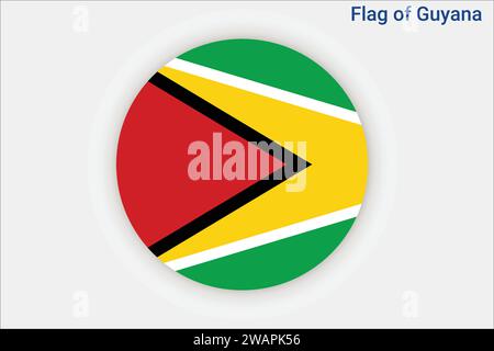 Hohe detaillierte Flagge von Guyana. Nationalflagge Guyana. Südamerika. 3D-Abbildung. Stock Vektor