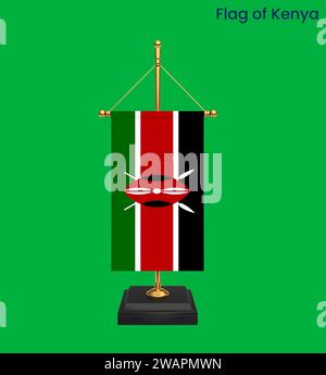 Hohe detaillierte Flagge von Kenia. Nationale kenianische Flagge. Afrika. 3D-Abbildung. Stockfoto