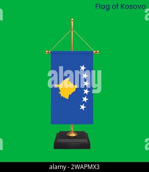 Hohe detaillierte Flagge des Kosovo. Nationale Kosovo-Flagge. Europa. 3D-Abbildung. Stockfoto