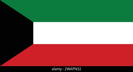 Detaillierte Flagge von Kuwait. Nationale Kuwait-Flagge. Asien. 3D-Abbildung. Stock Vektor