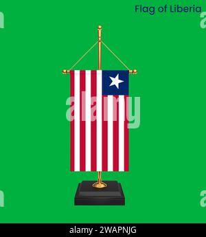 Hohe detaillierte Flagge von Liberia. Nationale Flagge Liberia. Afrika. 3D-Abbildung. Stockfoto